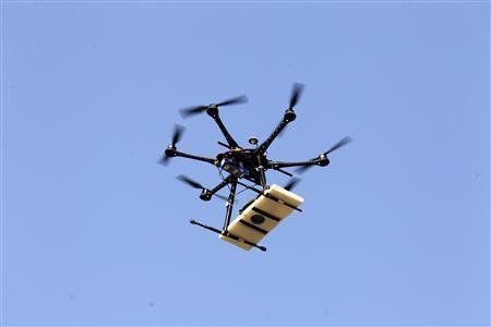 A drone flies over the archaeological site of Cerro Chepen as it takes pictures in Trujillo