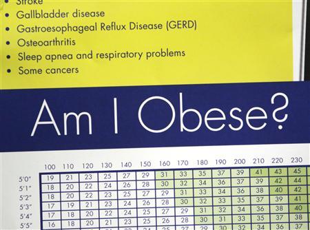 A sign hanging in bariatric surgeon Dr. Michael Snyder's office shows some of the risks of obesity including stroke, sleep apnea and cancer Denver