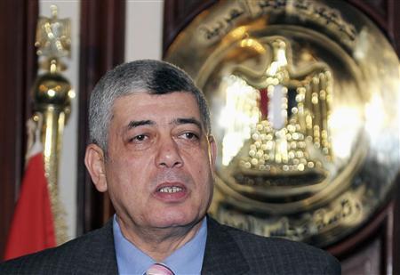 File picture shows Egypt's Interior Minister Mohamed Ibrahim speaking to media in Cairo