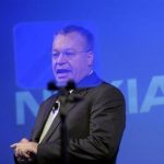 Former Nokia CEO Elop speaks during the news conference in Espoo