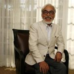 Japanese director Miyazaki of the animated movie "Ponyo" smiles as he poses for a picture in Los Angeles