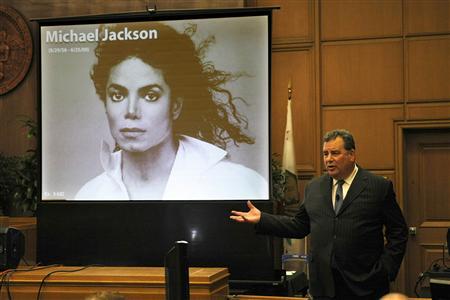 Brian Panish, attorney for the Michael Jackson family delivers his closing argument to jurors in packed courtroom in Los Angeles