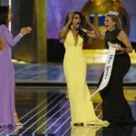 Miss New York Nina Davuluri, center, reacts after being named Miss America 2014
