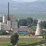 A North Korean nuclear plant is seen before demolishing a cooling tower in Yongbyon