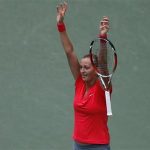 Kvitova of the Czech Republic celebrates after defeating Kerber of Germany during their singles final match at the Pan Pacific Open tennis tournament in Tokyo