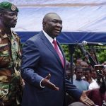 Central African Republic's new President Michel Djotodia speaks to his supporters at a rally in favour of the Seleka rebel coalition in downtown Bangui