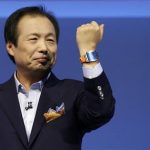 Shin President and CEO head of IT and Mobile Communication division of Samsung presents the Samsung Galaxy Gear smartwatch at IFA consumer electronics fair in Berlin