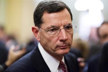 Senator John Barrasso speaks to the media after the Republican policy luncheon on Capitol Hill in Washington