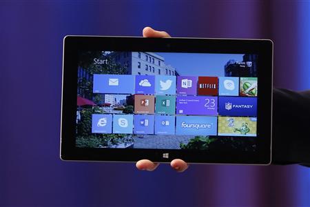 Microsoft's Surface 2 is seen during the launch of their Surface 2 tablets in New York