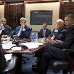 Handout of U.S. President Obama meeting with national security staff to discuss Syria in White House