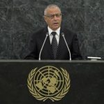 Libyan Prime Minister Ali Zeidan speaks at the 68th United Nations General Assembly in New York