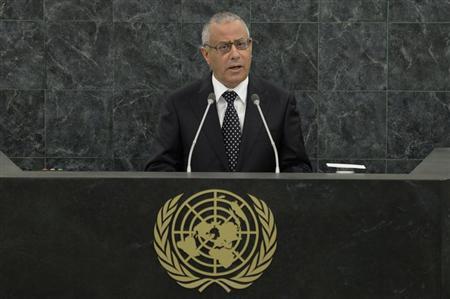 Libyan Prime Minister Ali Zeidan speaks at the 68th United Nations General Assembly in New York