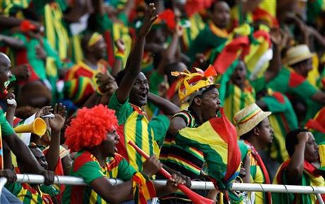 Ethiopian supporters celebrate a goal