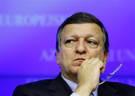 European Commission President Barroso looks on at a news conference after a Tripratite Social Summit ahead of an EU leaders meeting in Brussels