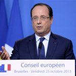 France's President Hollande addresses a news conference at an European Union leaders summit in Brussels