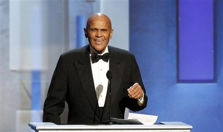 Belafonte speaks as he accepts the Spingarn Award during the 44th Annual NAACP Image Awards at the Shrine Auditorium in Los Angeles
