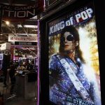 Portrait of Michael Jackson is displayed on a slot machine at Gaming Expo Asia in Macau