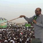 President Omar Hassan al-Bashir addresses a crowd in North Khartoum