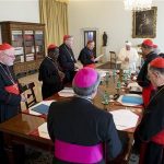 Pope Francis attends a meeting with cardinals at the Vatican