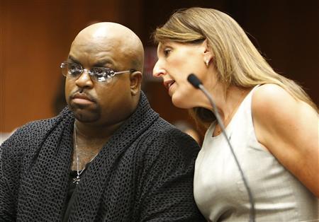 Grammy Award winning R&B singer and "The Voice" TV judge Green confers with attorney Berk in criminal court in Los Angeles
