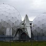 A satellite dish is seen in the former monitoring base of the National Security Agency in Bad Aibling