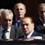Italian center-right leader Berlusconi leaves the Senate in Rome