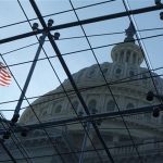 A view of the Capitol Dome from a skylight in the Capitol Visitor's Center at the U.S. Capitol in Washington
