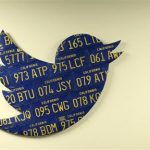 A Twitter logo made from Californian license plates is shown at the company's headquarters in San Francisco