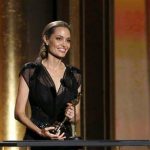 Actress Jolie accepts the Jean Hersholt Humanitarian Award at the Annual Academy of Motion Picture Arts and Sciences Governors Awards in Hollywood