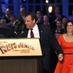 Republican New Jersey Governor Chris Christie takes the stage with his wife Mary Pat at his election night party in Asbury Park, New Jersey