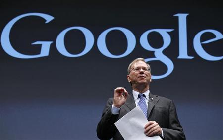 Google Executive Chairman Schmidt speaks at a promotional event for Nexus 7 tablet in Tokyo