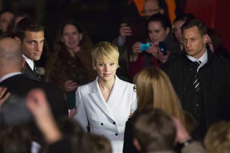 Jennifer Lawrence before German premiere of "The Hunger Games: Catching Fire" in Berlin