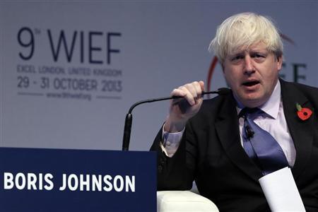 London Mayor Johnson speaks during the World Islamic Economic Forum in London