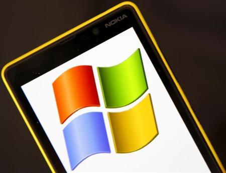 A Nokia Lumia 820 smartphone with Microsoft logo on the screen is shown in a photo illustration taken in the central Bosnian town of Zenica