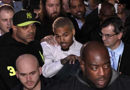 Rapper Chris Brown leaves the U.S. District Court in Washington