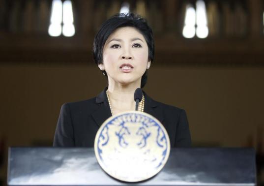 Thailand's Prime Minister Yingluck Shinawatra speaks during a news conference at the Government House in Bangkok