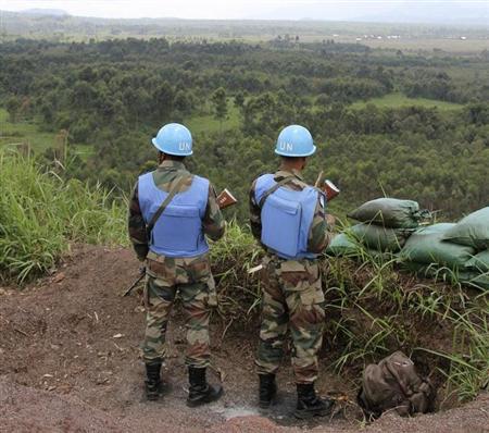 U.N. peacekeepers at Kibati Three Towers north of Goma in Democratic Republic of Congo