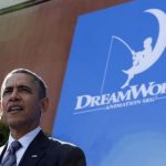 U.S. President Obama speaks about the economy at Dream Works Animation in Glendale