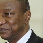 Guinea's President Conde arrives for meeting with Cambodia's Prime Minister Hun Sen at Council of Ministers in Phnom Penh