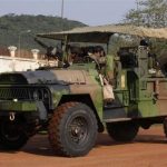 French soldiers are seen on their military vehicle in Bangui