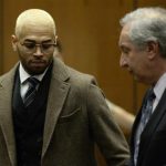 Chris Brown and attorney appear in court during a probation violation hearing in Los Angeles