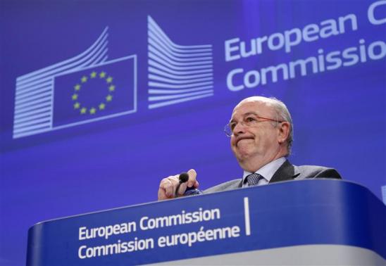 European Union Competition Commissioner Almunia addresses a news conference at the EU Commission headquarters in Brussels