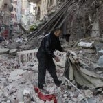 The damage is seen outside building of the Directorate of Security after explosion in Egypt's Nile Delta town of Dakahlyia