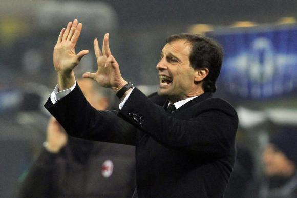 AC Milan's coach Allegri reacts during their Champions League soccer match against Ajax Amsterdam in Milan