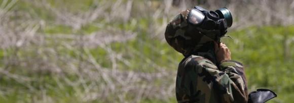 A U.S. soldier participates in a decontamination training against possible chemical, biological, radiological and nuclear threats at Steel Zenith Field Training Exercise in Yeoncheon