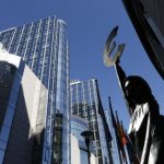 A statue depicting European unity is seen outside the European Parliament in Brussels