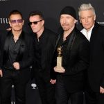 Bono, from left, Larry Mullen, Jr., The Edge and Adam Clayton, of the Irish band U2