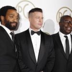 Brad Pitt and Steve McQueen, producers of the film "12 Years A Slave", along with cast Chiwetel Ejiofor, arrive at the 25th Annual Producers Guild of America Awards in Beverly Hills