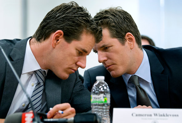 Cameron Winklevoss, left, and his twin brother, Tyler,