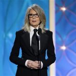 Diane Keaton accepting the Cecil B. DeMille award on behalf of Woody Allen